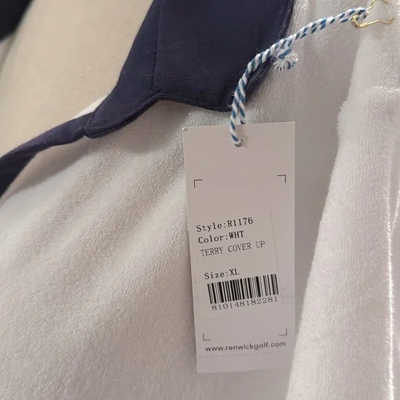 Renwick Golf Dress White Terry XL Navy Collar Women’s NWT V Neck - Picture 8 of 10